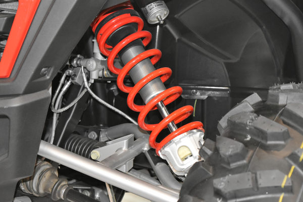 Photo of a car suspension.