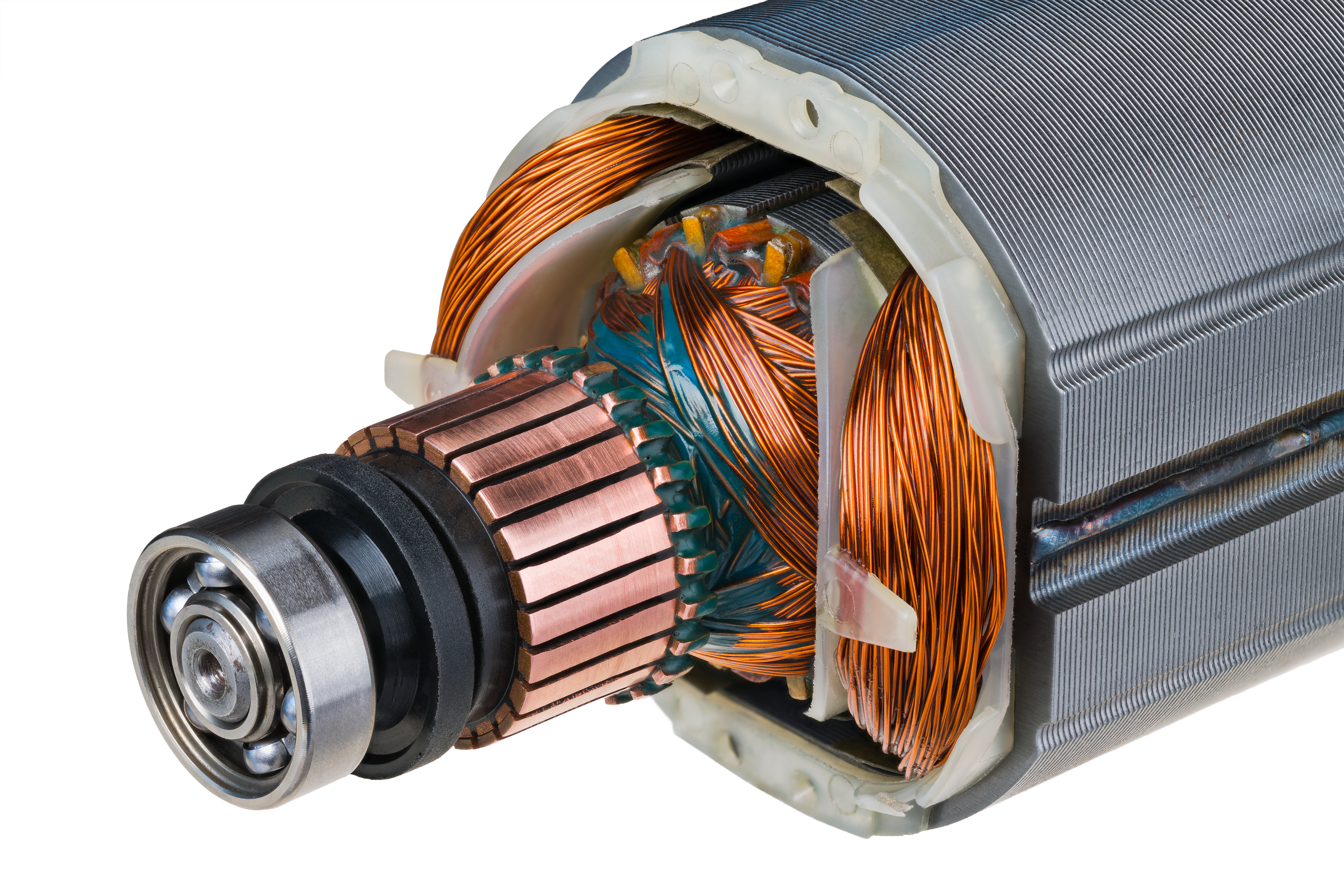 Wound-field brushed DC motor. Example: industrial motor with separately excited field. Image credit: Adobe Stock.